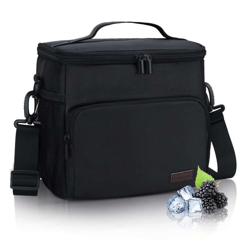 Gloppie Lunch Box for Men Women Insulated Lunch Bag Reusable Lunch Cooler Bag, Black - Image 1